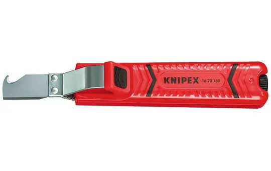KNIPEX 1620165SB Stripping Tool Trailing blade, straight cutting edge, hooked blade | 8-28 mm