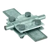 DEHN 318201 Pièce en croix sans plaque intermédiaire conducteurs ronds et plats en acier/zinc | 30 x 30 mm