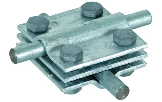 DEHN 319201 Crosspiece with intermediate plate St/tZn round and flat conductors | 30 x 30 mm
