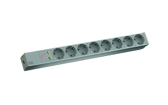 BACHMANN 333.404 Multiprise 19 pouces PDU Basic Multiprise à 8 prises avec protection contre les surtensions | gris