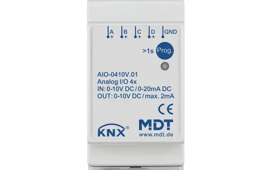MDT AIO-0410V.01 KNX Analog Input/Output REG 0-10 V 4-fold