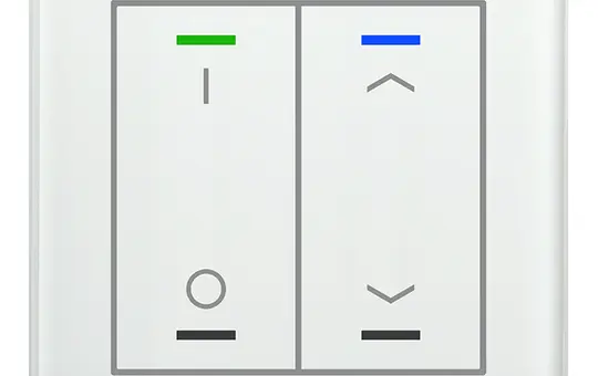 MDT BE-GTL2TW.D1 KNX glass push button II Light with temperature sensor 2-fold, IO, arrows | glass white