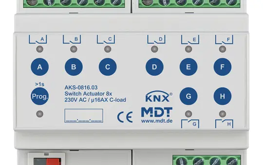 MDT AKS-0816.03 KNX Switching Actuator Standard 16 A 8-fold