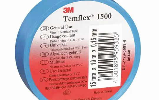 3M 7100184724 Ruban isolant en vinyle Temflex Type 165 | bleu | 15 mm/10 m