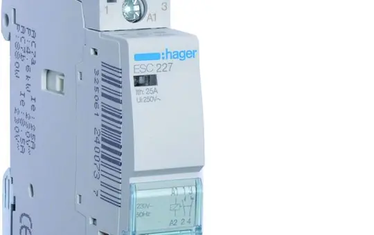 HAGER ESC227 Contacteur d'installation 1 contact fermé + 1 contact ouvert 25 A, 230 V