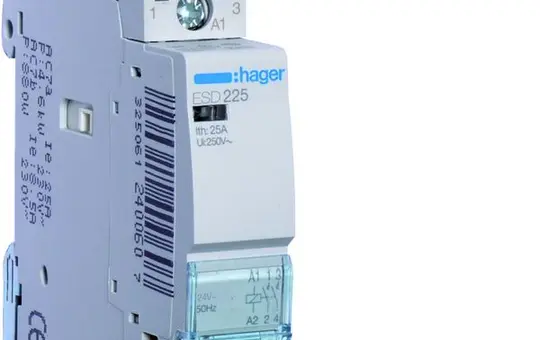 HAGER ESD225 Installation Contactor 2 Normally Closed Contacts 25A, 24V