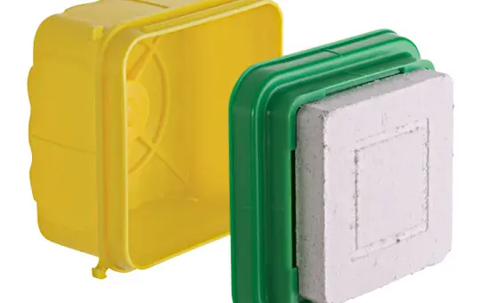 KAISER 1223-22 Universal Flush-Mounting Box 90x90 mm, with mineral fiber board