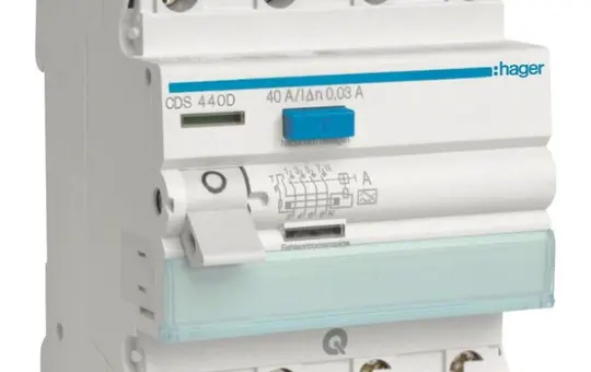 HAGER CDS440D Residual Current Circuit Breaker 4-pole 30 mA Type A 40A, QuickConnect