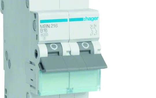 HAGER MBN216 Circuit Breaker 2-pole Type B 16 A