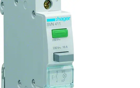 HAGER SVN411 Bouton-poussoir 16 A avec témoin lumineux 1 plus près | vert