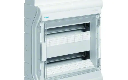 HAGER VE218DN Surface-Mounted Small Distribution Board Vector with Routing Channel 2-row, 36 HP