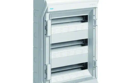 HAGER VE318DN Surface-Mounted Small Distribution Board Vector with Terminal Duct 3 rows, 54 HP