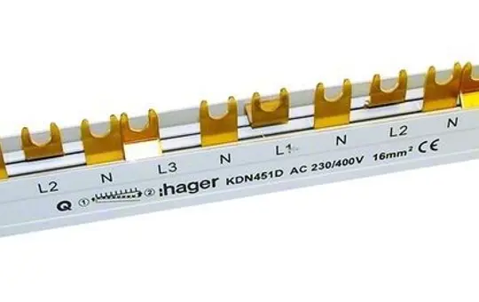 HAGER KDN451D Barrette de phase 3 pôles pour FI/LS 12 TE, 80 A