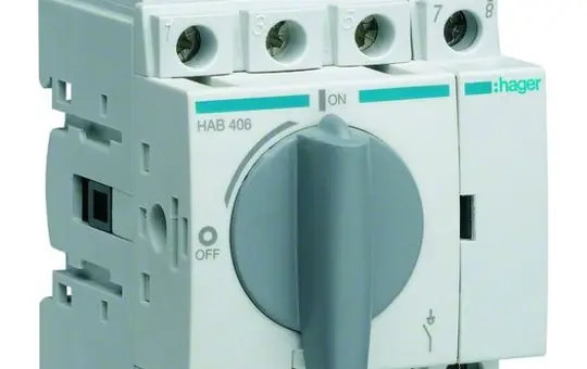 HAGER HAB406 Sectionneur de charge 4 pôles jusqu'à 16 mm² 63 A | 16 mm²