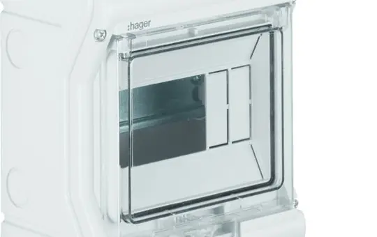HAGER VE106PN Coffret de distribution secondaire Vector, résistant aux UV, en saillie 1ère rangée, 6 TE