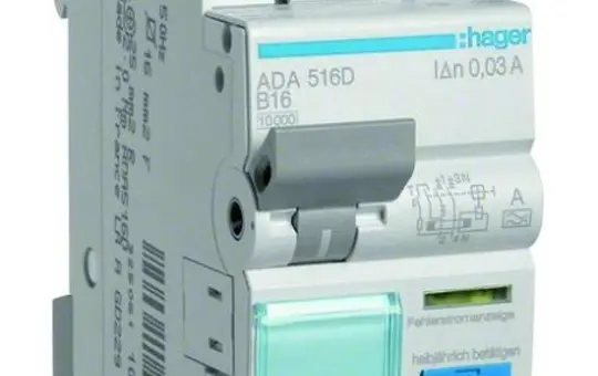 HAGER ADA516D RCD/MCB switch Type A B-char. 30 mA 2-pole 16 A