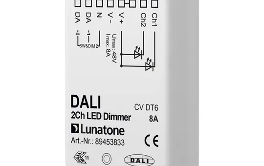 LUNATONE 89453833 DALI LED dimmer actuator CV DT6 UP 2-fold, 8 A