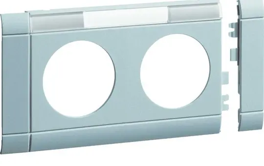 HAGER GB08021LAN labelled modular cover for socket outlet 2-fold, 80 mm, halogen-free plastic | aluminum