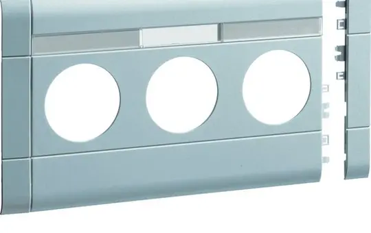 HAGER GB12031LAN labelled modular cover for socket outlet 3-fold, 120 mm, halogen-free plastic, for BRA/S | aluminum