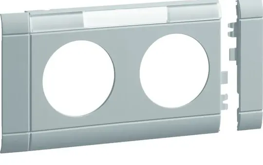 HAGER GB080217035 Descriptive modular cover for socket outlet 2-fold, 80 mm, halogen-free plastic | light gray