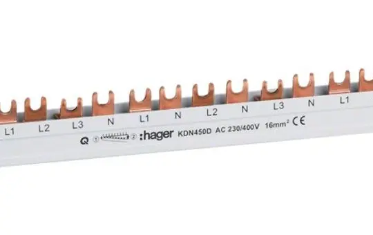 HAGER KDN450D Barrette de phase 3 pôles pour FI+FI/LS 12 TE, 80 A