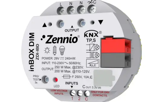 ZENNIO ZDI-IBD Actionneur de gradation KNX encastrable célibataire