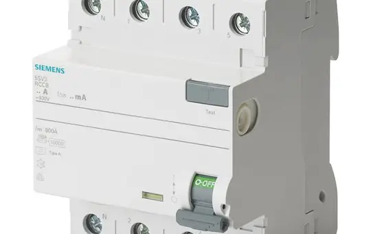 SIEMENS 5SV3344-6KL Disjoncteur différentiel 4 pôles 30 mA Type A 40 A, N gauche