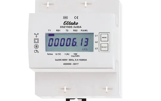 ELTAKO DSZ15DE-3x80A Three-Phase Meter 3 x 80 A, uncalibrated