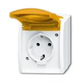 BUSCH-JAEGER 20EWN-14-54 labelled SCHUKO surface-mounted socket Ocean 1-fold, orange lid | alpine white