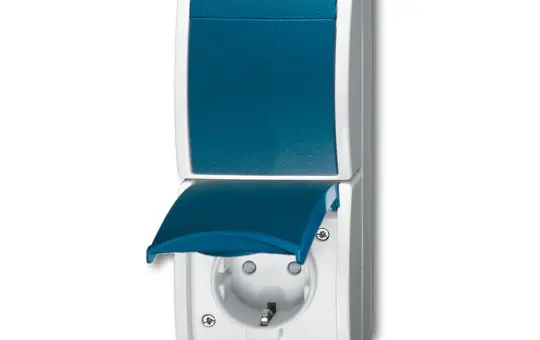 BUSCH-JAEGER 2601/6/20EBW-53 Surface-mounted Combination Ocean 1-fold, off switch, touch protection | grey/teal