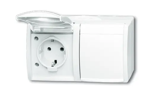 BUSCH-JAEGER 20/2EW-54 SCHUKO surface-mounted socket Ocean 2-fold, horizontal | alpine white