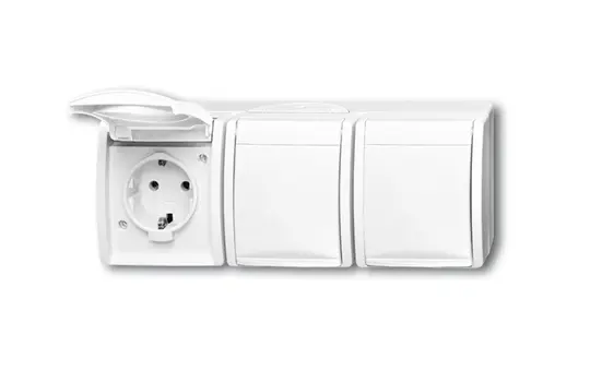 BUSCH-JAEGER 2300/3EW-54 SCHUKO surface-mounted socket Ocean 3-fold, horizontal | alpine white