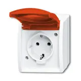 BUSCH-JAEGER 20EW/DVN-54 SCHUKO Surface-Mounted Socket Ocean 1-fold, red lid | alpine white