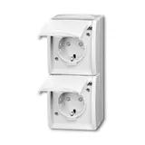BUSCH-JAEGER 20-02EBW-54 SCHUKO surface-mounted socket Ocean 2-fold, vertical, contact protection | alpine white