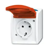 BUSCH-JAEGER 20EW/DVN-53 SCHUKO surface-mounted socket Ocean 1-fold, red lid | grey/teal