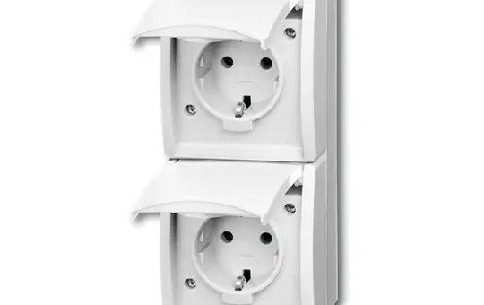 BUSCH-JAEGER 20-02EW-54 SCHUKO Surface-Mounted Socket Ocean 2-fold, vertical | alpine white