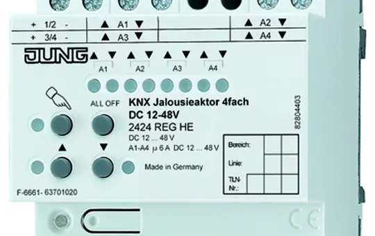 JUNG 2424REGHE Actionneur de volet roulant KNX DC 4 fois