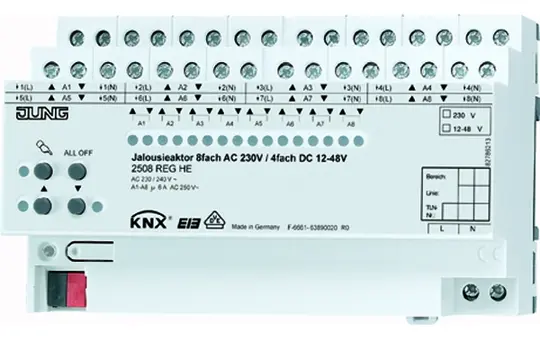 JUNG 2508REGHE KNX combined blind actuator AC/DC 8-fold