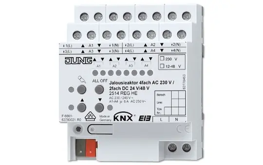 JUNG 2514REGHE KNX Combination Shutter Actuator AC/DC 4-fold, 110 V