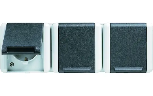 JUNG 8230W SCHUKO socket series WG 800 3-fold, horizontal