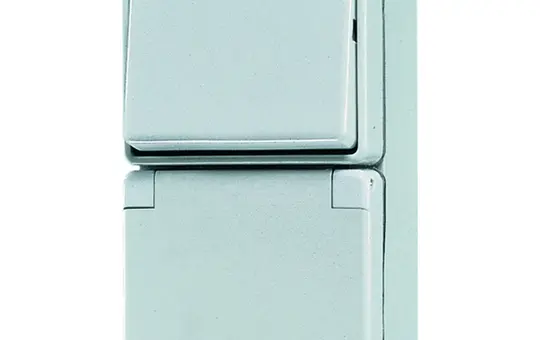 JUNG 676W Prise SCHUKO Série WG 600 Interrupteur simple, inverseur | gris