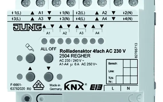 JUNG 2504REGHER KNX Roller Shutter Actuator REG 4-fold