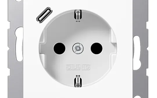 JUNG A1520-18CWW Prise SCHUKO A/AS USB-C, 3,0 A, protection tactile | blanc alpin