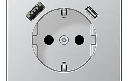 JUNG AL1520-15CA SCHUKO socket LS USB A/C, 3.0 A | aluminum