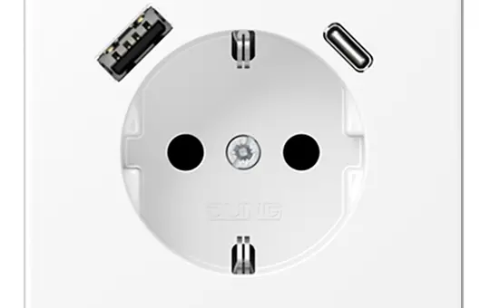 JUNG LS1520-15CAWWM SCHUKO socket LS USB A/C, 3.0 A | snow white matt