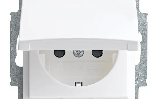 BUSCH-JAEGER 20EUKB-914 SCHUKO socket Balance Touch protection, hinged lid | alpine white