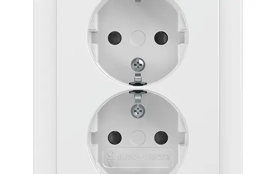 BUSCH-JAEGER 202EUJB-84 SCHUKO socket complete Future 2-fold, contact protection | studio white
