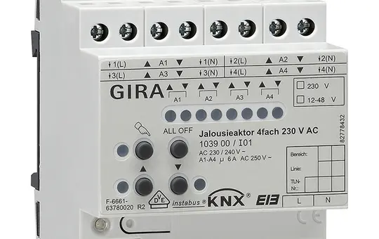 GIRA 103900 KNX Shutter Actuator 230 V AC/12-48 V DC 4-fold
