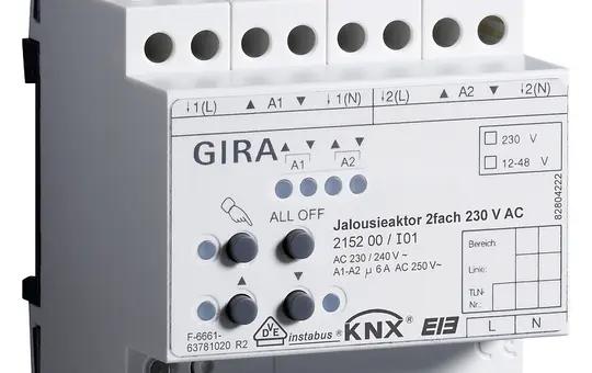GIRA 215200 KNX Shutter Actuator 230 V AC 2-fold, plus