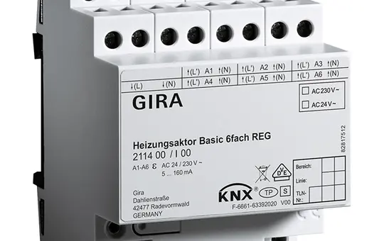 GIRA 211400 KNX Heating Actuator 6-fold
